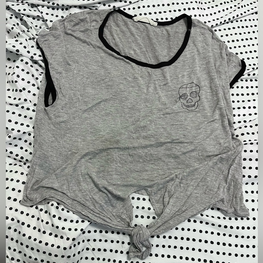 Skull Gray / Grey Crop Top